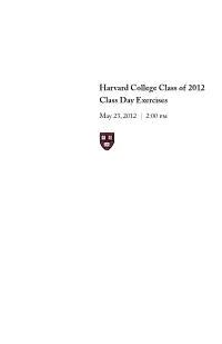 Harvard College Class of 2012 Class Day Exercises