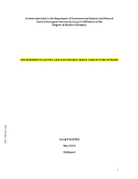 I a Thesis Submitted to the Department of Environmental Sciences