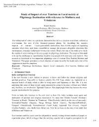 Study of Impact of Over Tourism on Local Society at Pilgrimage Destination with Reference to Mathura and Vrindavan