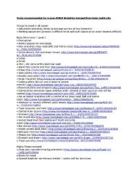 Suggested Tools and Equipment for Robotics