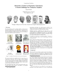 Automatic Creation of Expressive Caricatures: a Grand Challenge for Computer Graphics