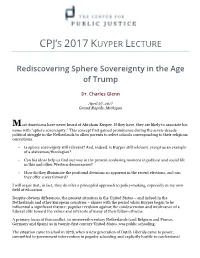 Cpj's 2017 Kuyper Lecture