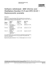IBM Informix and Websphere Bundles V1.0 and XPS V8.40 — Replacements Available