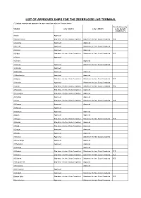 List of Approved Ships for the Zeebrugge Lng Terminal