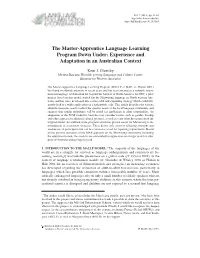 The Master-Apprentice Language Learning Program Down Under: Experience and Adaptation in an Australian Context