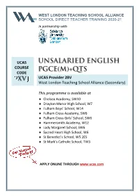 UCAS COURSE CODE UCAS Provider 2BV West