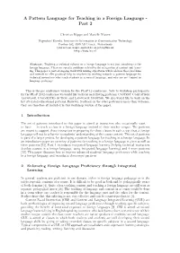 A Pattern Language for Teaching in a Foreign Language - Part 2