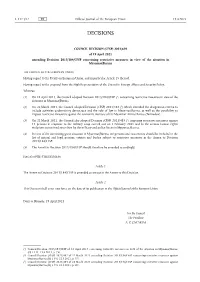 COUNCIL DECISION (CFSP) 2021/639 of 19 April 2021 Amending Decision 2013/184/CFSP Concerning Restrictive Measures in View of the Situation in Myanmar/Burma