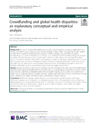 Crowdfunding and Global Health Disparities: an Exploratory Conceptual and Empirical Analysis Nora J