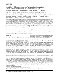 Imputation of Exome Sequence Variants Into Population- Based Samples and Blood-Cell-Trait-Associated Loci in African Americans: NHLBI GO Exome Sequencing Project