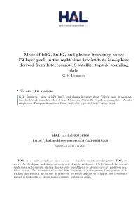 Maps of Fof2, Hmf2, and Plasma Frequency Above F2-Layer Peak in the Night-Time Low-Latitude Ionosphere Derived from Intercosmos-19 Satellite Topside Sounding Data G