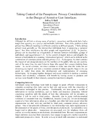 Privacy Considerations in the Design of Attentive User Interfaces Jeffrey S
