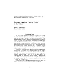 Proverbs 8 and the Place of Christ in the Trinity