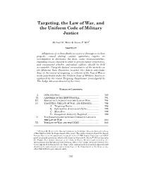 Targeting, the Law of War, and the Uniform Code of Military Justice