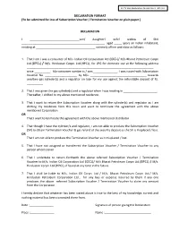 Declaration for the Loss of Subscription/ Termination Voucher