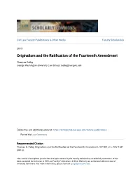 Originalism and the Ratification of the Fourteenth Amendment
