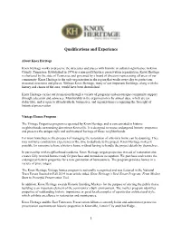 Qualifications and Experience