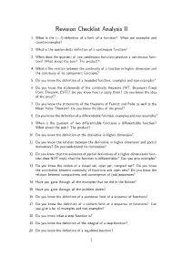 Revision Checklist Analysis II 1