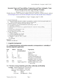 Semantic Types and Type-Shifting. Conjunction and Type Ambiguity