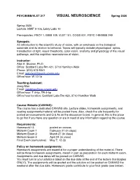 VISUAL NEUROSCIENCE Spring 2020