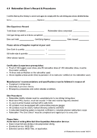 4.9 Rebreather Diver's Record & Procedures