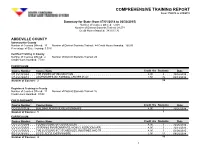 COMPREHENSIVE TRAINING REPORT from 7/1/2014 to 6/30/2015