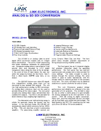 LINK ELECTRONICS, INC. ANALOG to SD SDI CONVERSION