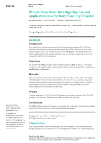 Ottawa Knee Rule: Investigating Use and Application in a Tertiary Teaching Hospital