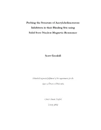 Probing the Structure of Acetylcholinesterase Inhibitors in Their Binding Site Using Solid State Nuclear Magnetic Resonance