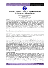 Reflection of Upper Class in an Ideal Husband and the Importance of Being Earnest