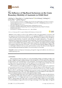 The Influence of Mg-Based Inclusions on the Grain Boundary Mobility Of