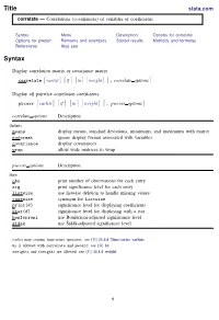 Correlations (Covariances) of Variables Or Coefﬁcients