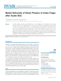 Mallet Deformity of Distal Phalanx of Index Finger After Snake Bite