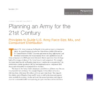 Planning an Army for the 21St Century Principles to Guide U.S