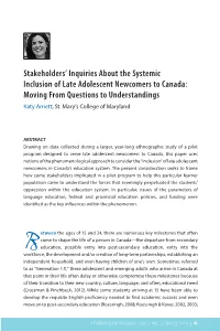 Stakeholders' Inquiries About the Systemic Inclusion of Late