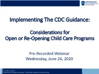 Implementing the CDC Guidance