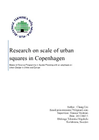 Research on Scale of Urban Squares in Copenhagen