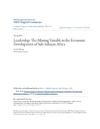 The Missing Variable in the Economic Development of Sub-Saharan Africa