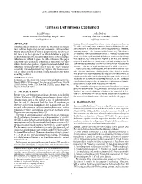 Fairness Definitions Explained