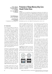 Production of Shape Memory Alloy Core- Sheath Friction Yarns