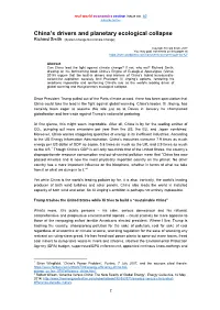 China's Drivers and Planetary Ecological Collapse