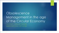Obsolescence Management in the Age of the Circular Economy LIAM WRIGHT, AFTERMARKET ENGINEER PRESENTATION to IIOM – 20TH MAY 2021