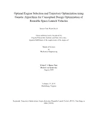 Optimal Engine Selection and Trajectory Optimization Using Genetic Algorithms for Conceptual Design Optimization of Reusable Space Launch Vehicles