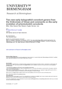 Two New Early Balognathid Conodont Genera from the Ordovician Of