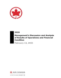 2020 Management's Discussion and Analysis of Results of Operations
