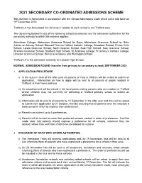 2021 Secondary Co-Ordinated Admissions Scheme