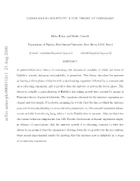Cosmological Relativity: a New Theory of Cosmology