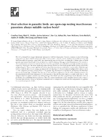 Host Selection in Parasitic Birds: Are Open-Cup Nesting Insectivorous 53 Passerines Always Suitable Cuckoo Hosts? 55