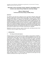 Information Systems Education in Kenya: Students’ Specialization Choice Trends (A Case Study of Kenya Polytechnic University College)