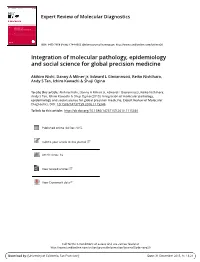 Integration of Molecular Pathology, Epidemiology and Social Science for Global Precision Medicine
